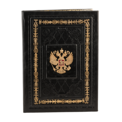 Папка черная кожаная с гербом РФ