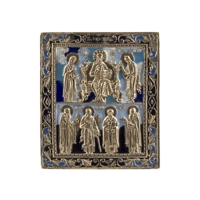 Икона Деисусный чин с избранными святыми: Зосимой,АрхангеломМихаилом,Николой чуд."