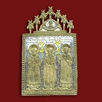 Икона Три Святителя: Иоанн Златоуст, Григорий Богослов, Василий Великий (большая)